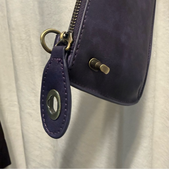 Joy Susan Deep Vegan Suede Purple Lux Wristlet Clutch - Picture 5 of 12